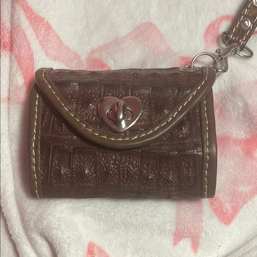 Brown Crocodile-Embossed Women's Wallet